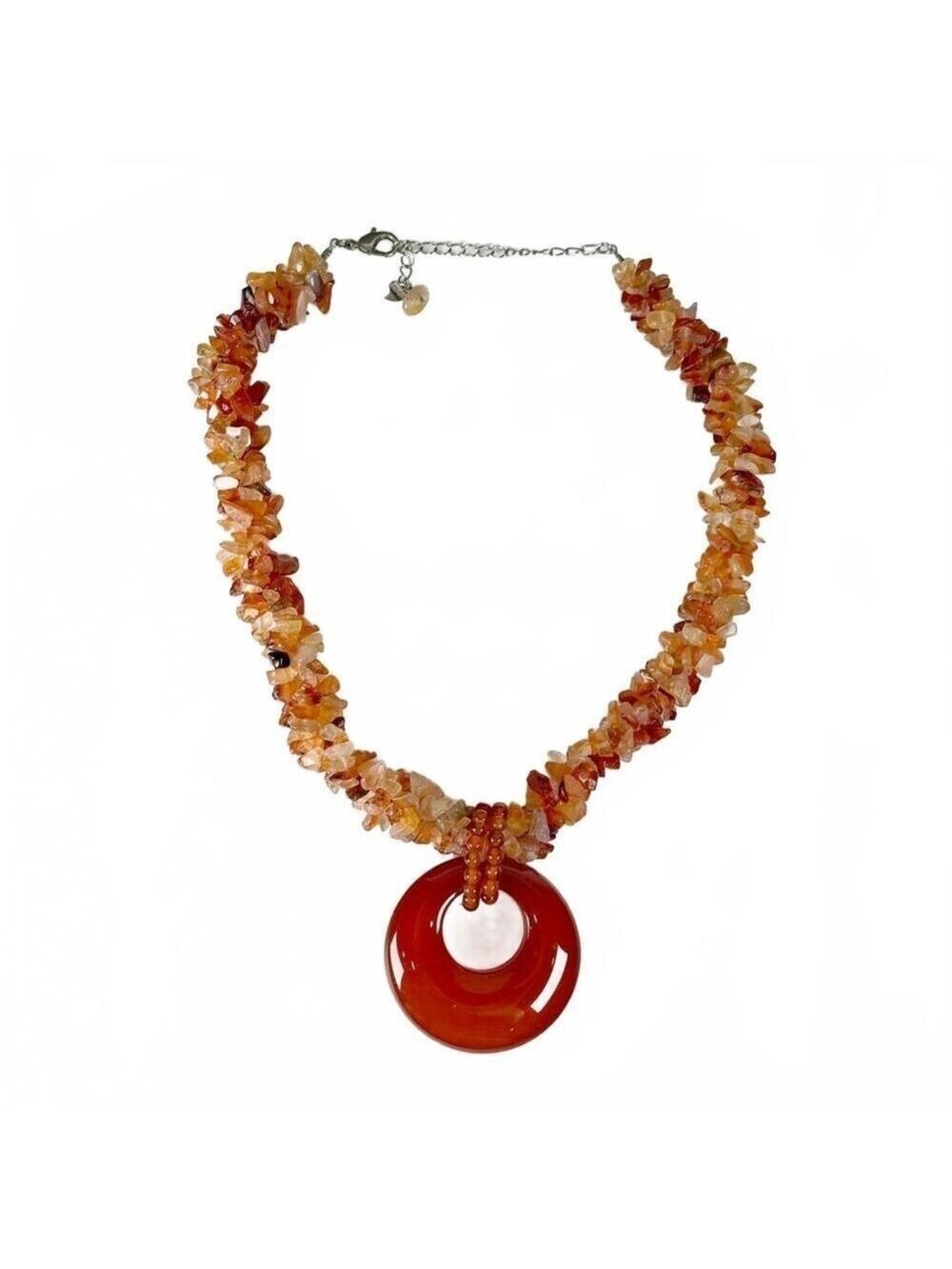 Vintage HDNY Red Jasper and Carnelian Chip Bead Necklace